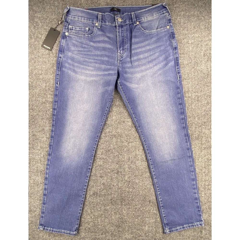 True Religion Geno‎ Relaxed Slim Jeans Mens 38 Blue Denim Big T Stitch Y2K